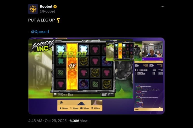 Twitter Xposed Wins 420K on Slayers Inc at Roobet